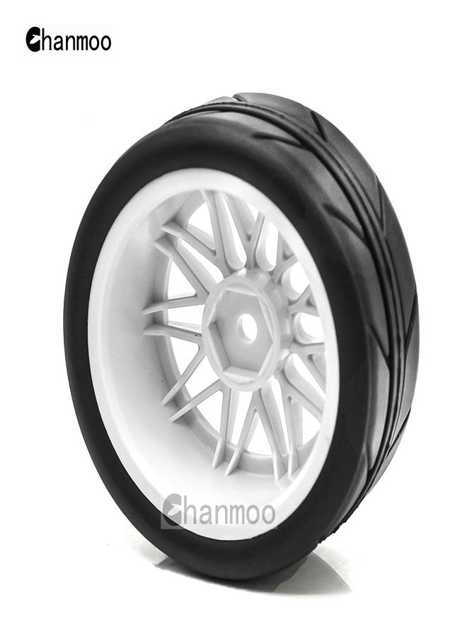 Chanmoo 1/10 RC On Road Tires And Plastic Rally Wheels 12mm Hex Drift Tyres For 1:10 Scale Racing Touring Street Car Tamiya TT01 TT02 XV01 TA06 A959 144001 HPI KYOSHO HSP PTG2 Traxxas 4PCS (Black) - Image 4